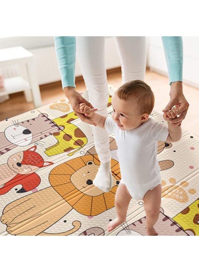 Arabest Baby Play Mat, 200*180*1.5 CM Foldable Play Mat for Baby, Extra Large Non-Toxic Tummy Time and Crawling Mat, Thick Foam Play Mat for Baby, Reversible Portable Baby Floor Mat (Please Smile) - Image 2