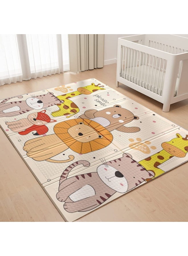 Arabest Baby Play Mat, 200*180*1.5 CM Foldable Play Mat for Baby, Extra Large Non-Toxic Tummy Time and Crawling Mat, Thick Foam Play Mat for Baby, Reversible Portable Baby Floor Mat (Please Smile) - Image 1