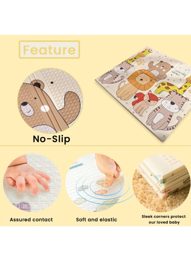 Arabest Baby Play Mat, 200*180*1.5 CM Foldable Play Mat for Baby, Extra Large Non-Toxic Tummy Time and Crawling Mat, Thick Foam Play Mat for Baby, Reversible Portable Baby Floor Mat (Please Smile) - Image 3