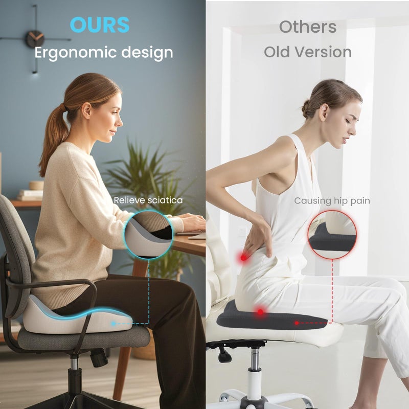 OVRST وسادة مقعد OVRST، وسادة كرسي مكتب بذاكرة، تصميم مريح، تخفيف آلام عرق النسا وآلام الجلوس الطويل، مناسبة للمكاتب، مقاعد السيارات، الألعاب، الكراسي المتحركة - Image 4