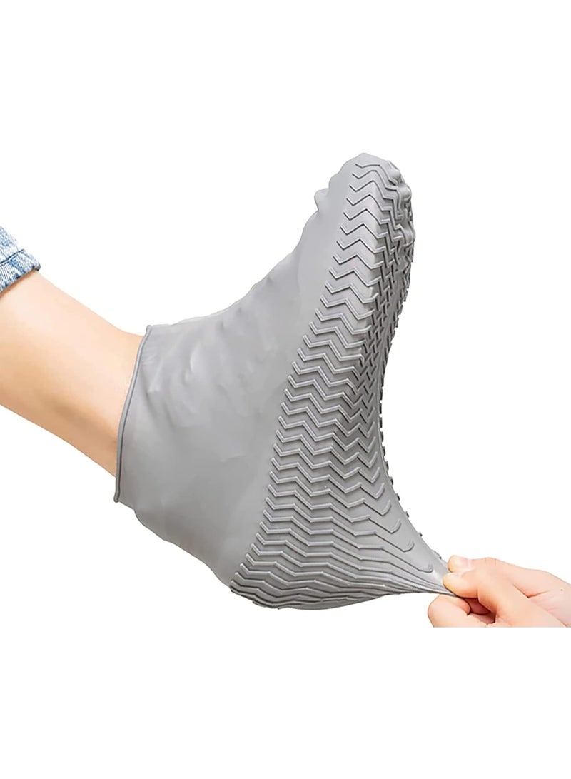 Meetion Waterproof Silicone Shoe Covers, Reusable Shoe Covers for Men Women, Non Slip, Rain Covers for Shoes Grey Large - Image 1