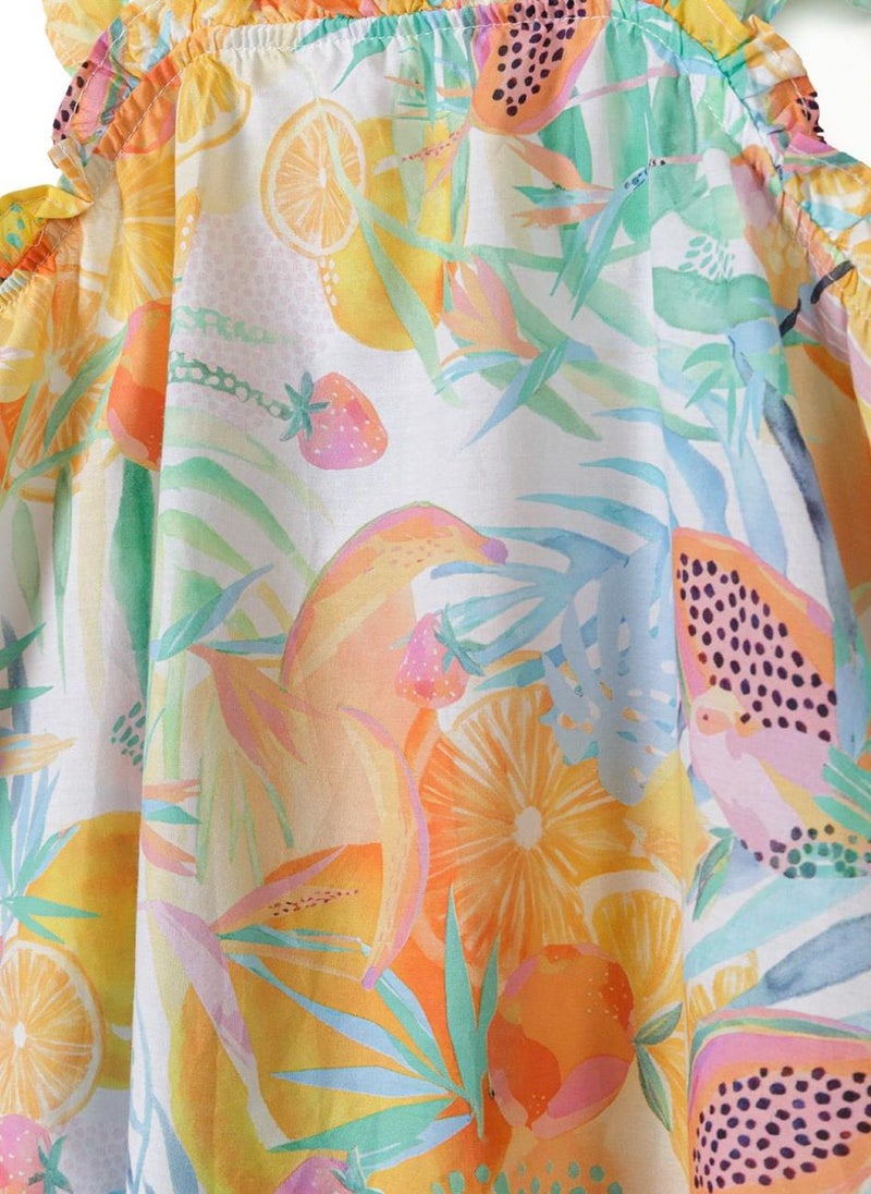 مينوتي فستان بناتي بدون أكمام بكشكشة وتنورة واسعة - Image 4