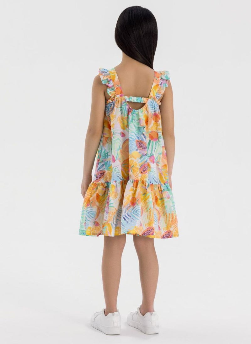 مينوتي فستان بناتي بدون أكمام بكشكشة وتنورة واسعة - Image 5