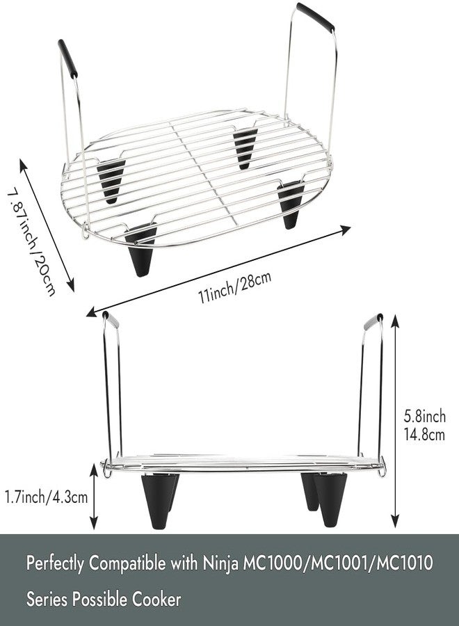 BYKITCHEN رف تحميص وتبخير من BYKITCHEN متوافق مع جهاز الطهي البطيء Ninja Foodi Possible Cooker Pro سعة 8.5 كوارت MC1000، MC1001، MC1010، وملحقات Ninja Possible Cooker Pro مع أقدام ومقابض من السيليكون. - Image 2