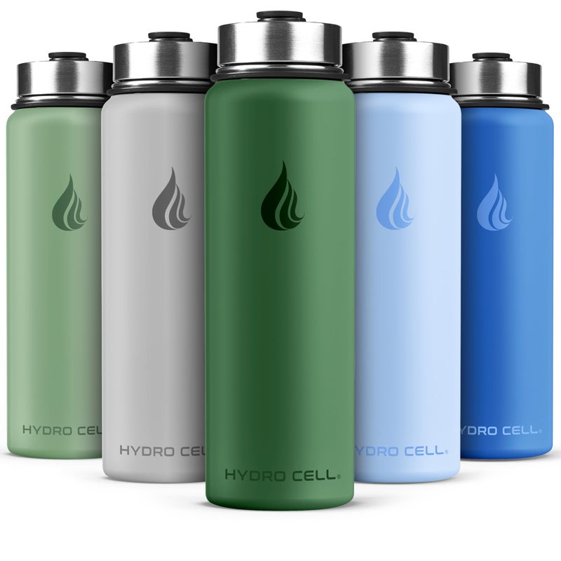 HYDRO CELL Stainless Steel Insulated Water Bottle with Straw - For Cold & Hot Drinks - Metal Vacuum Flask with Screw Cap and Modern Leakproof Sport Thermos for Adults (Forrest 24oz) - Image 1
