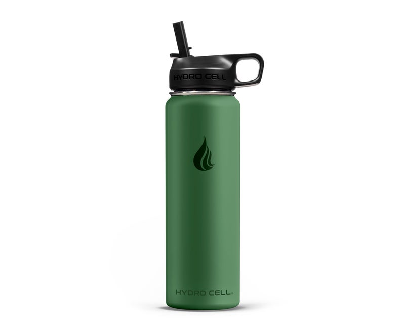 HYDRO CELL Stainless Steel Insulated Water Bottle with Straw - For Cold & Hot Drinks - Metal Vacuum Flask with Screw Cap and Modern Leakproof Sport Thermos for Adults (Forrest 24oz) - Image 2