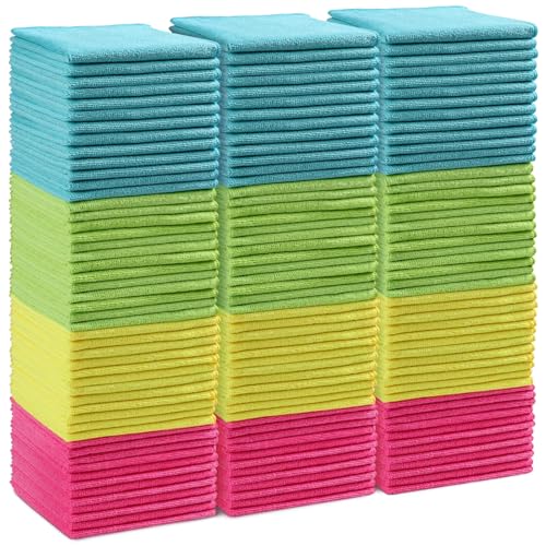 HOMEXCEL Microfiber Cleaning Cloth,150 Pack Cleaning Rags, Cleaning Towels with 4 Color Assorted,11.5"X11.5" Shop Towels (Green/Blue/Yellow/Pink) - Image 1