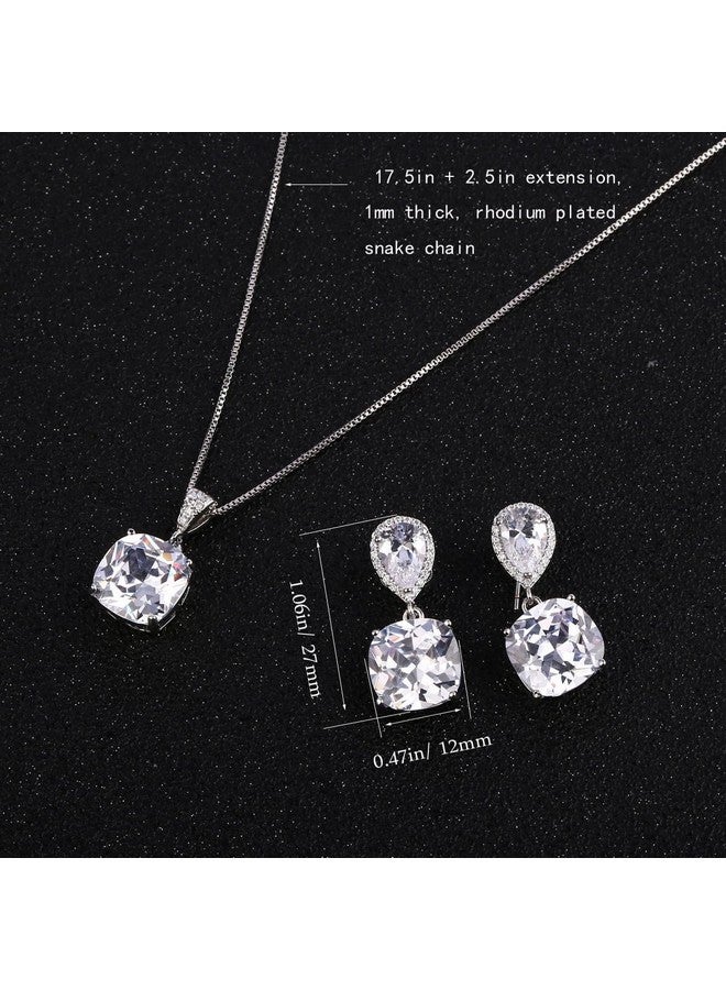 AMYJANE Wedding Jewelry Set For Bridesmaids - Elegant Sterling Silver Teardrop Clear Cubic Zirconia Crystal Rhinestone Cz Necklace Set For Bride Bridal Jewelry For Mother Of Bride - Image 5