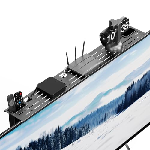 CABTE Steel TV Top Shelf Adjustable Screen Shelf Floating Stand with 2 Storage BoxesComputer Screen Shelf for Soundbar Media Boxes Game Console Router and Home3465433inch