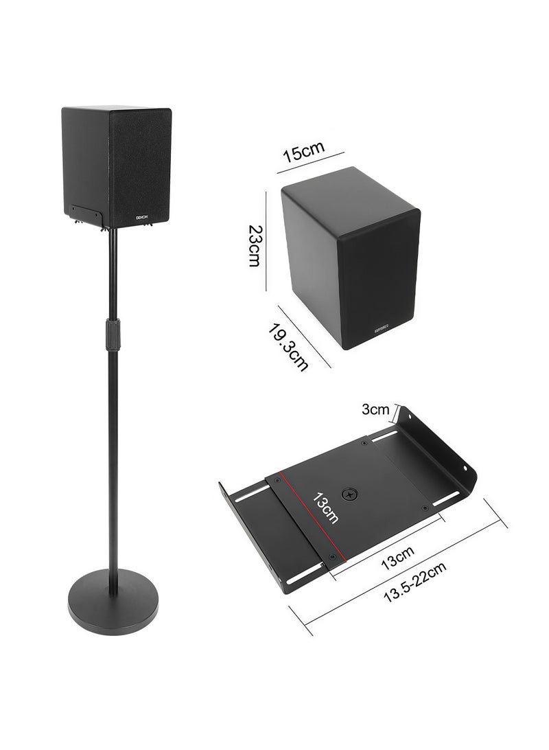 FlashHawk Speaker Stands Pair - Adjustable Height Speaker Stands for Satellite & Bookshelf Speakers up to 22lbs - Suitable For 4-8 inch Speakers - Image 1