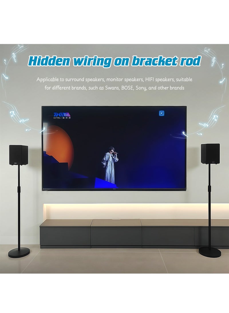 FlashHawk Speaker Stands Pair - Adjustable Height Speaker Stands for Satellite & Bookshelf Speakers up to 22lbs - Suitable For 4-8 inch Speakers - Image 2