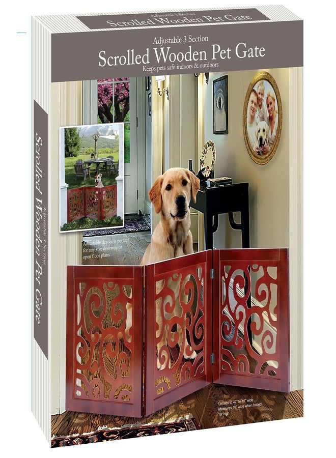 Etna 3-Section Adjustable and Scrolled Wooden Pet Gate by Etna - Image 4