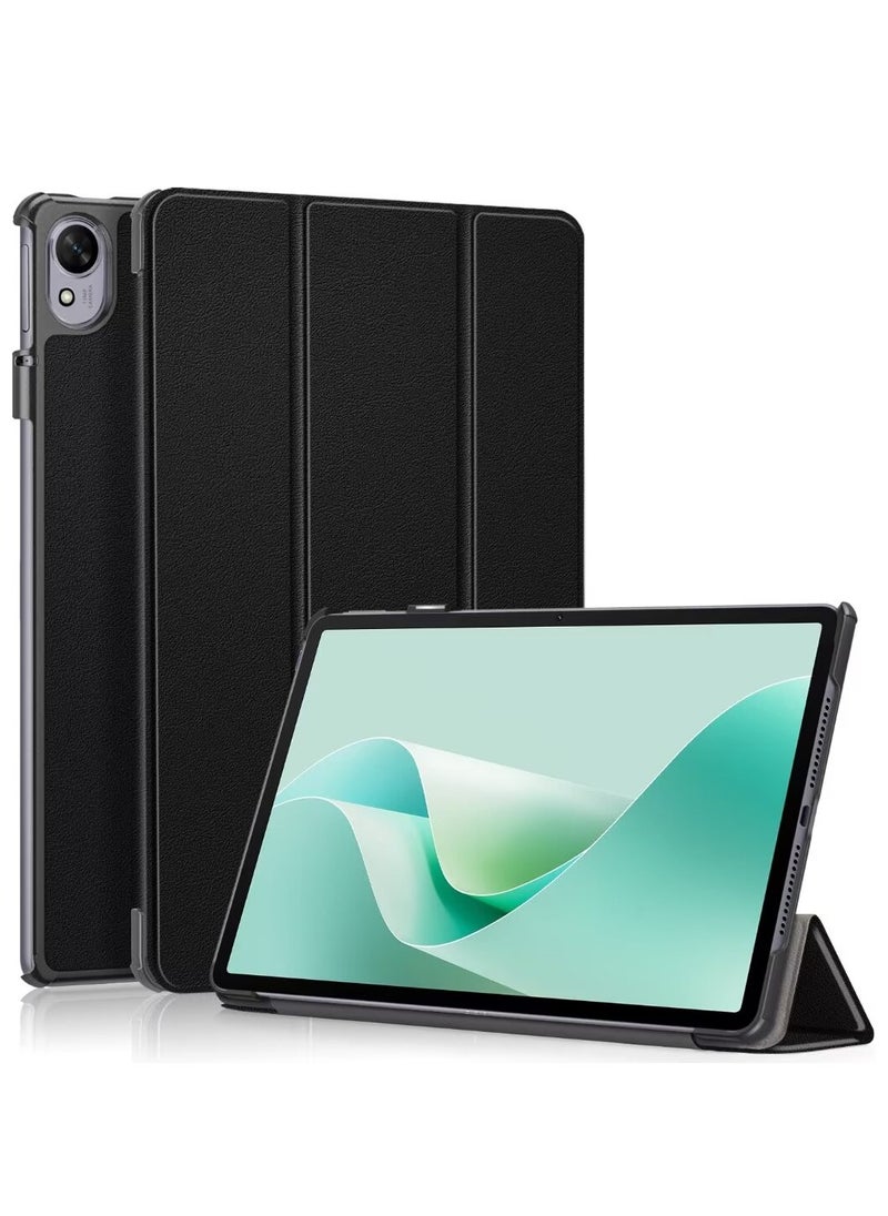 يوك - حافظة متوافقة مع جهاز Huawei MatePad 11.5S 2024 مقاس 11.5 بوصة، حافظة ذكية ثلاثية الطي، حافظة جلدية PU رفيعة بزوايا مشاهدة متعددة وغطاء كلاسيكي مع خاصية الإيقاظ التلقائي والنوم باللون الأسود - Image 1