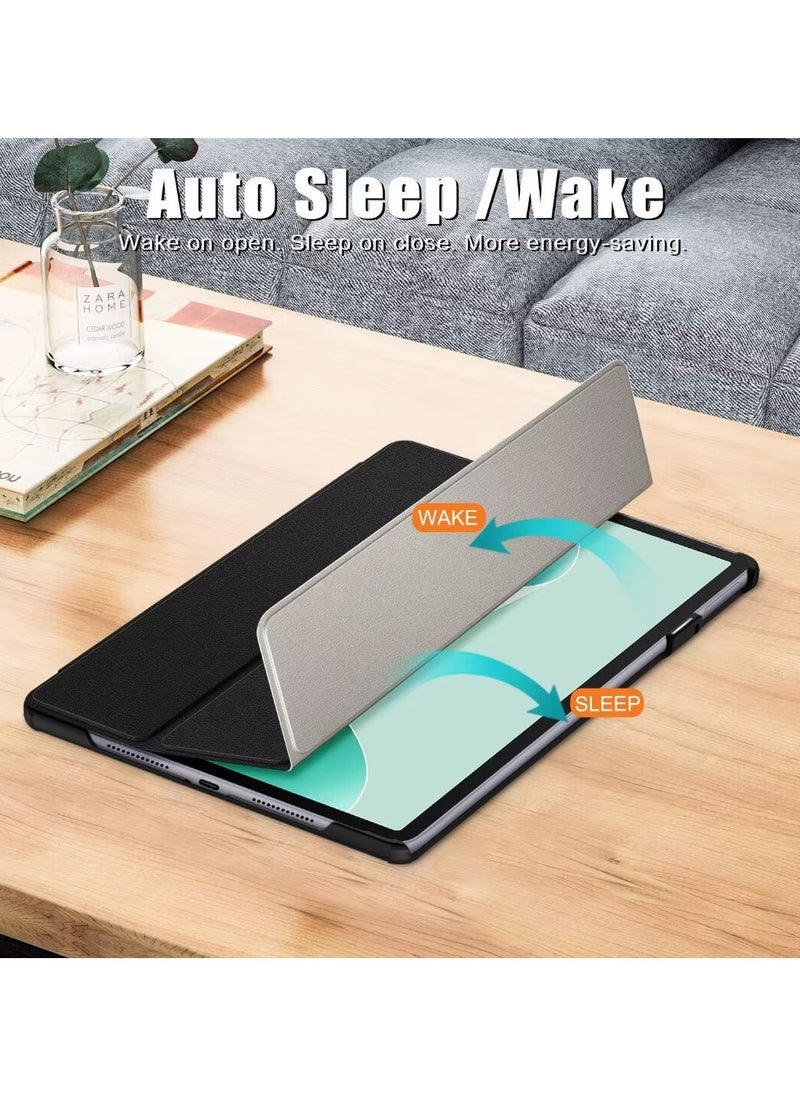 يوك - حافظة متوافقة مع جهاز Huawei MatePad 11.5S 2024 مقاس 11.5 بوصة، حافظة ذكية ثلاثية الطي، حافظة جلدية PU رفيعة بزوايا مشاهدة متعددة وغطاء كلاسيكي مع خاصية الإيقاظ التلقائي والنوم باللون الأسود - Image 1