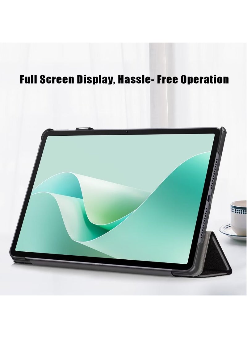 يوك - حافظة متوافقة مع جهاز Huawei MatePad 11.5S 2024 مقاس 11.5 بوصة، حافظة ذكية ثلاثية الطي، حافظة جلدية PU رفيعة بزوايا مشاهدة متعددة وغطاء كلاسيكي مع خاصية الإيقاظ التلقائي والنوم باللون الأسود - Image 1