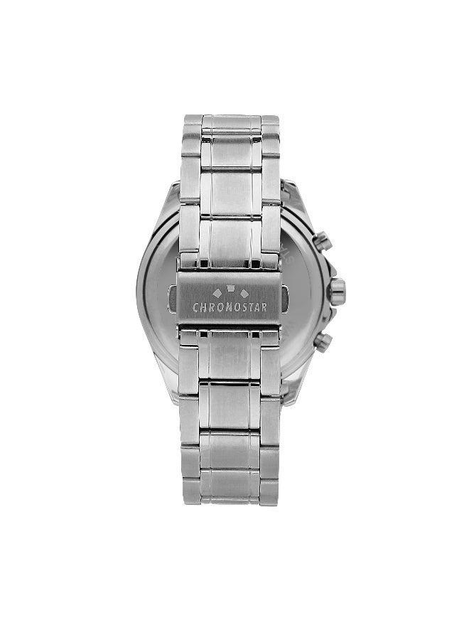 Chronostar Men's Black Round Chronograph Dial with Silver Stainless Steel Band Watch - 43.5mm - R3753311002 - Image 3