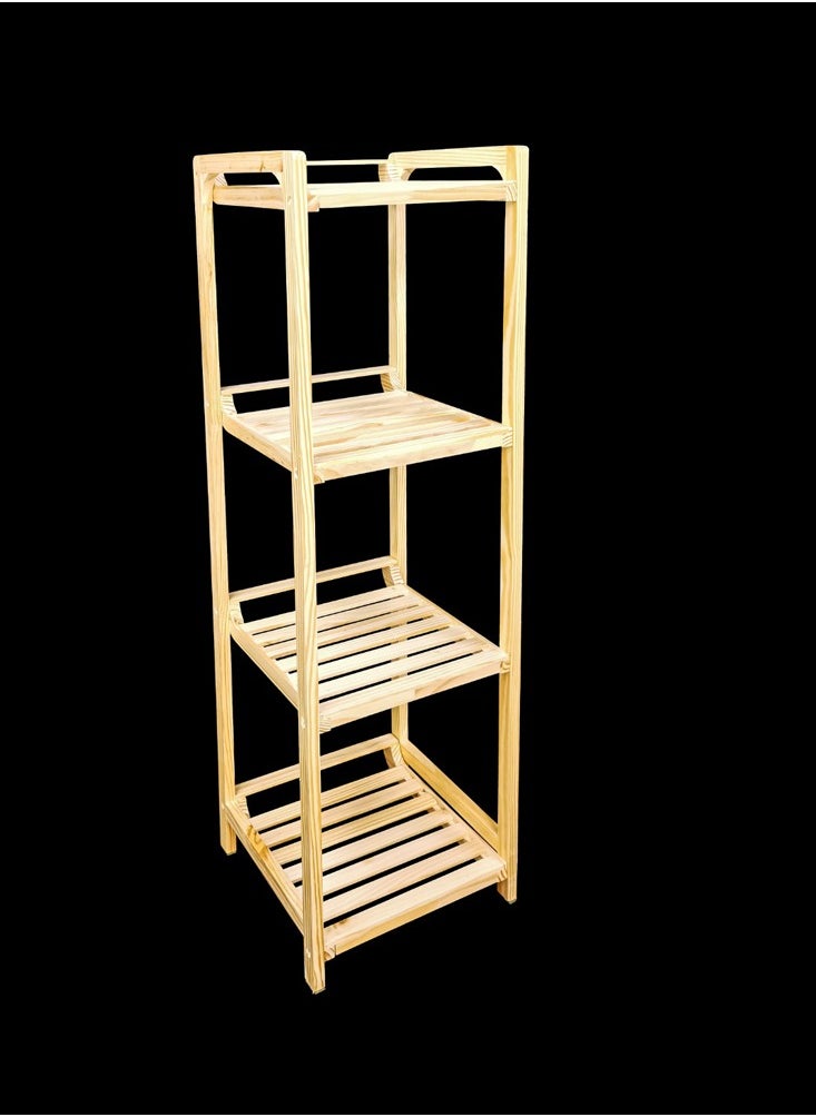 Long wooden display unit with 3 shelves 115*30*30