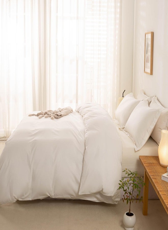 OAITE 100% Brushed Cotton Duvet Cover Queen Size Soft Breathable Durable Bedding with Zipper Closure - 3 Pieces Plain Simple Duvet Cover Set,2 Pillow Shams,1 Duvet Cover(90"x90") - Image 5
