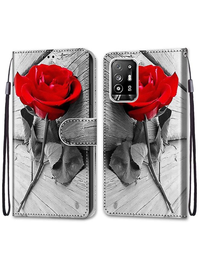 S-TOP Case For OPPO A94 5G / A95 5G / F19 Pro+ 5G Coloured Drawing Cross Texture Horizontal Flip PU Leather Case with Holder & Card Slots & Wallet & Lanyard - Image 2