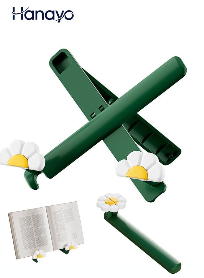 Hanayo Book Stand Unique Book Display Stand Plastic Foldable Book Holder for Display and Reading Portable Tablets Holder for Home and Office Books Art Books Tablets(Green/White) - Image 1