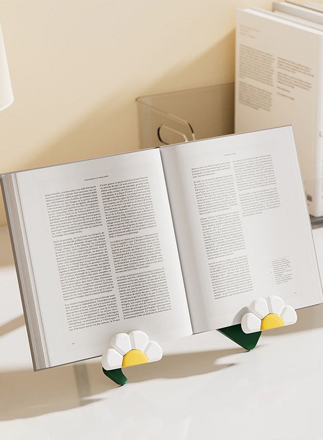 Hanayo Book Stand Unique Book Display Stand Plastic Foldable Book Holder for Display and Reading Portable Tablets Holder for Home and Office Books Art Books Tablets(Green/White) - Image 3
