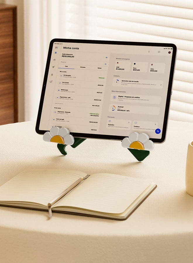 Hanayo Book Stand Unique Book Display Stand Plastic Foldable Book Holder for Display and Reading Portable Tablets Holder for Home and Office Books Art Books Tablets(Green/White) - Image 4