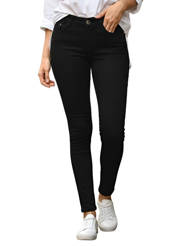 AUSK Women's High Rise Skinny Fit Jeans || Ankle Length Jeans for Women Black - Image 1
