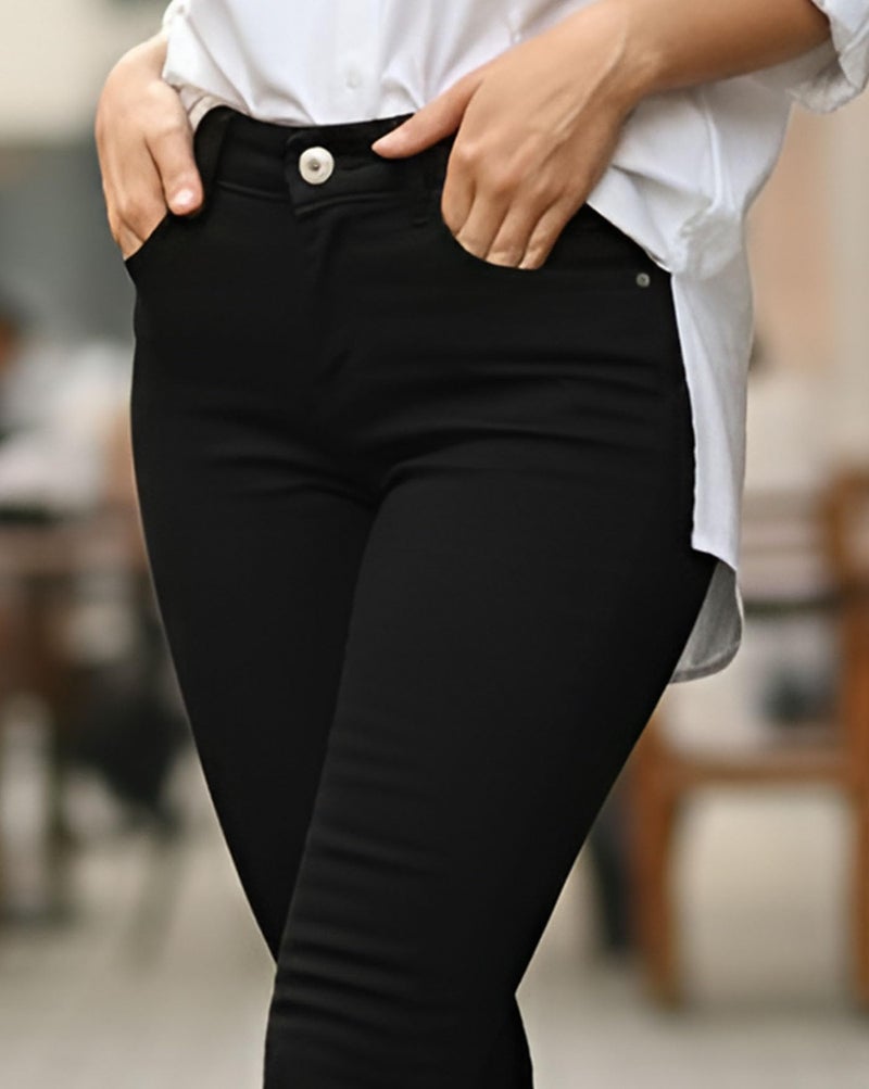 AUSK Women's High Rise Skinny Fit Jeans || Ankle Length Jeans for Women Black - Image 5