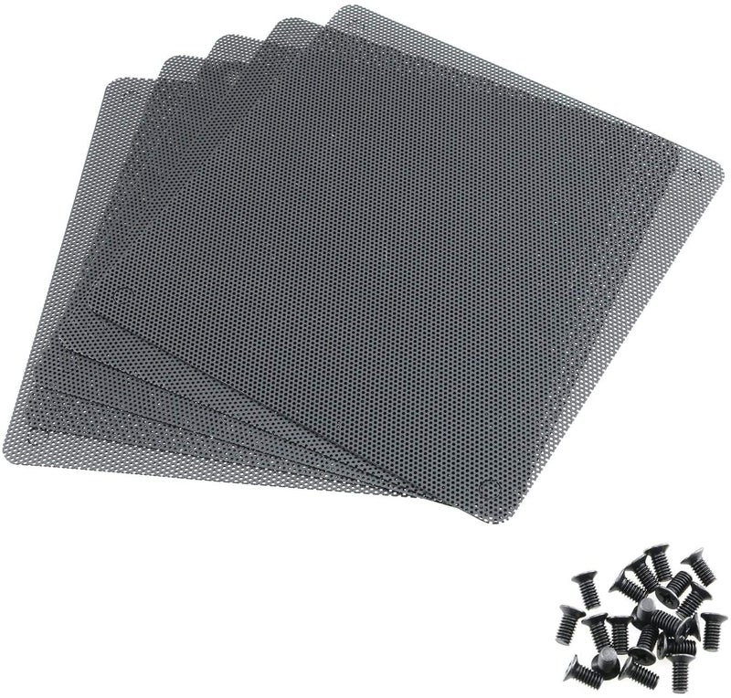 HASTHIP® 5pcs 12cm PC Fan Dust Filter Black Square PC Computer Mesh Dustproof Case Cover Fan PC Dust Filter Cooler with 20 Screws (12cm) - Image 1