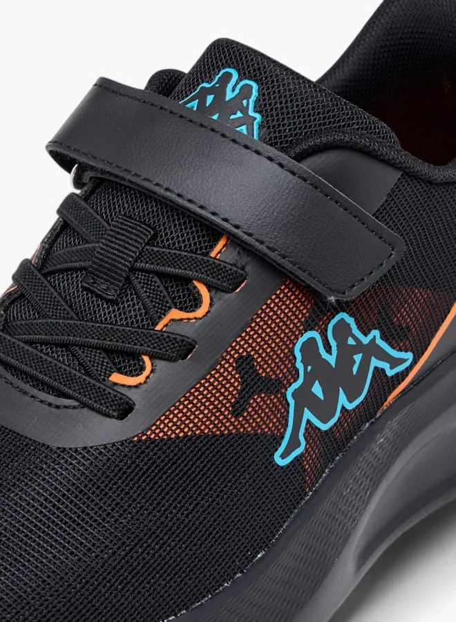 Kappa Boys' Logo Print Sports Shoes with Hook and Loop Closure