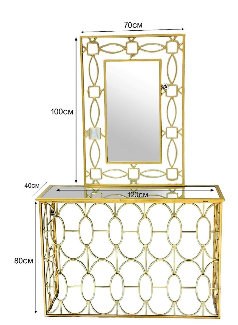 Generic Metal Dressing Table Glass Top with Mirror 120cm.  - Image 4