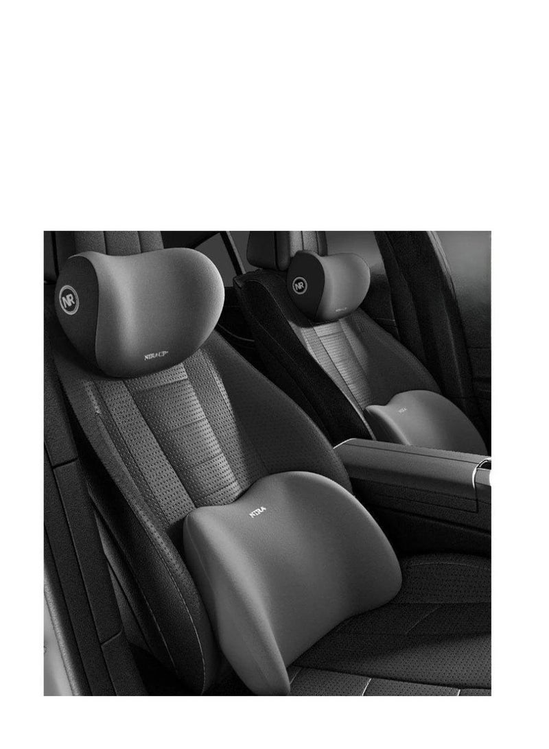 وسائد إسفنجية لدعم أسفل الظهر ومسند رأس للسيارة - وسائد إسفنجية مريحة للسيارة والمكتب. 1- وسادة دعم أسفل الظهر 1- وسادة مسند رأس - Image 1