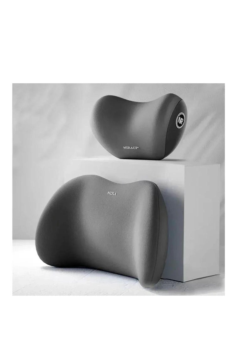 وسائد إسفنجية لدعم أسفل الظهر ومسند رأس للسيارة - وسائد إسفنجية مريحة للسيارة والمكتب. 1- وسادة دعم أسفل الظهر 1- وسادة مسند رأس - Image 2
