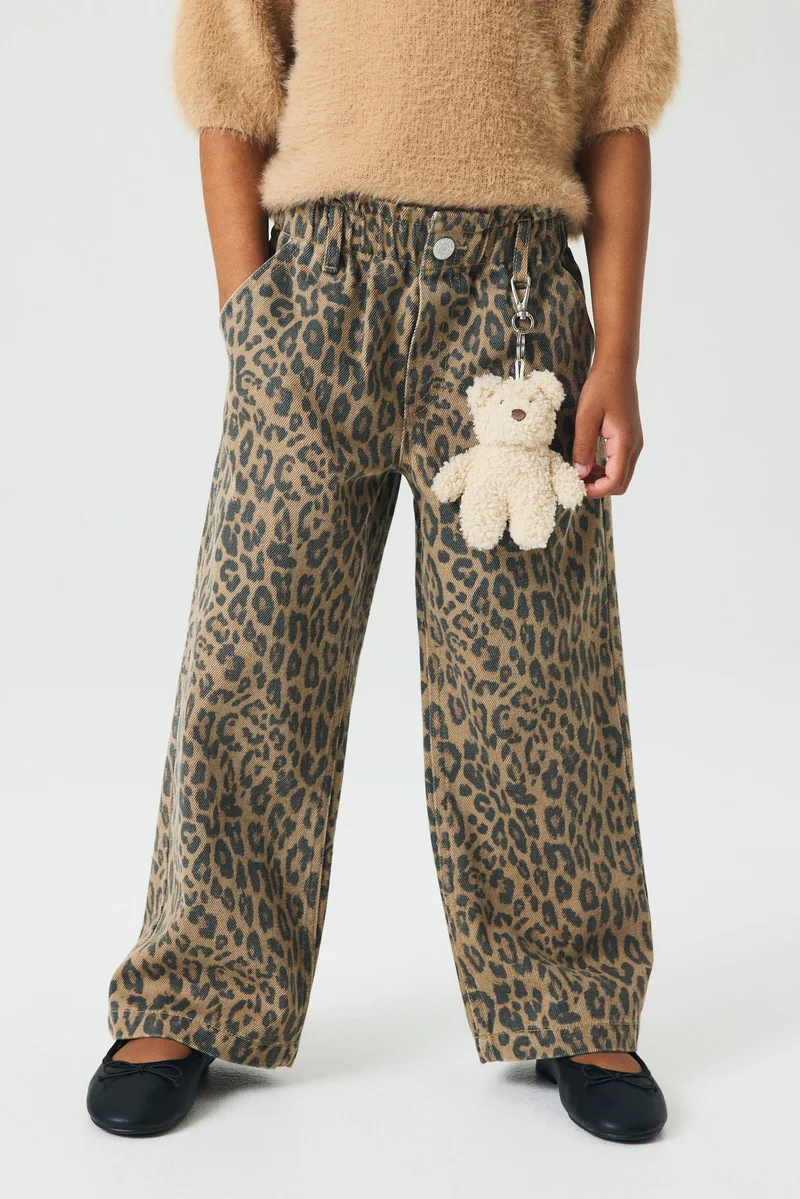 اتش اند ام جينز واسع الساق بخصر مطاطي مجمع