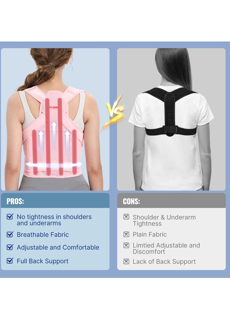 GUDOO Back Brace and Posture Corrector for Women and Men Back Straightener Posture Corrector Scoliosis and Hunchback Correction Back Pain Spine Corrector Support Adjustable Posture Trainer Pink  M  - Image 2