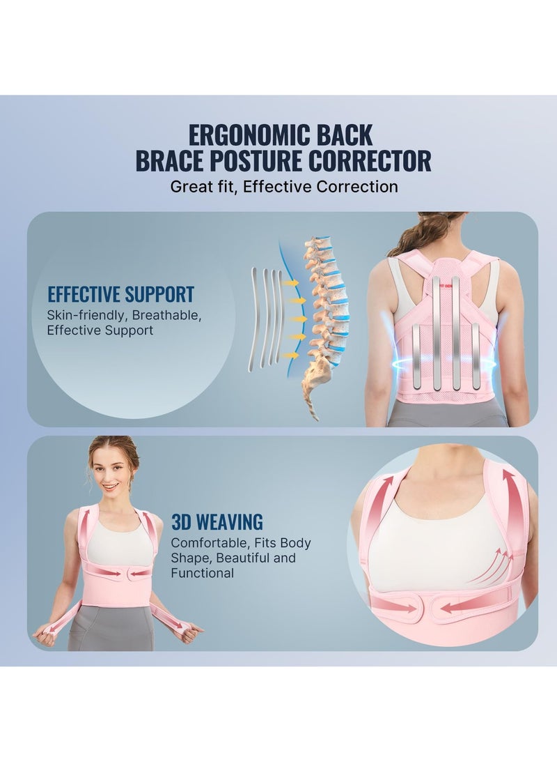 GUDOO Back Brace and Posture Corrector for Women and Men Back Straightener Posture Corrector Scoliosis and Hunchback Correction Back Pain Spine Corrector Support Adjustable Posture Trainer Pink  M  - Image 5