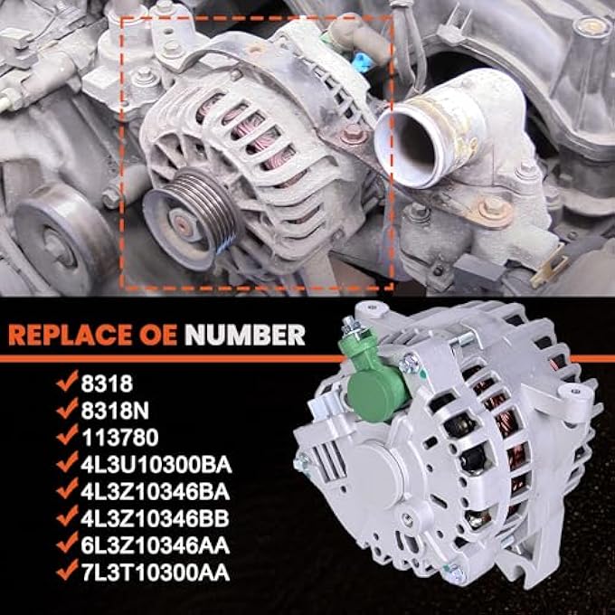 RLP Alternator 110 Amp Compatible With F150 2004-2008, V8, 4.6L, 5.4L, 4L3U-10300-BA, 4L3U-10300-BB, 4L3Z-10346-BA, 4L3Z-10346-BB, 6L3T-10300-AA - Image 4