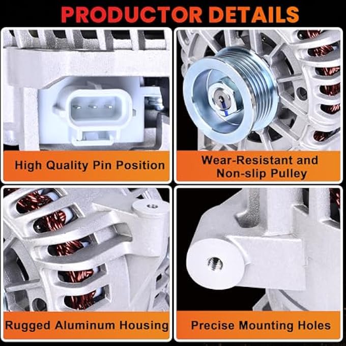 RLP Alternator 110 Amp Compatible With F150 2004-2008, V8, 4.6L, 5.4L, 4L3U-10300-BA, 4L3U-10300-BB, 4L3Z-10346-BA, 4L3Z-10346-BB, 6L3T-10300-AA - Image 3
