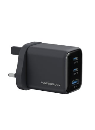 Volt-X 45W Multi-Port GaN Wall Charger, Mobile & Laptop Charger, UK Plug, GaN Technology, 3x USB-C PD 67W Output, Compact Travel Size, Advanced Safety Feature, More Efficient & Practical than Others by GaN Technology / Universal Protocol Support - Black