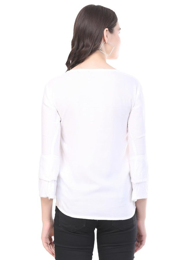 Sniffy Regular Rayon Girls top for Summer seesion (TOP-606-WHITE-13-14Y) - Image 4