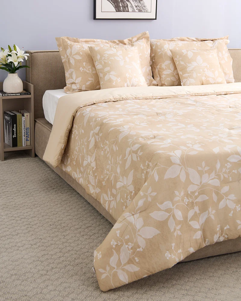 REDTAG Beige 5-Piece Print Comforter Set (240 x 220 cm)