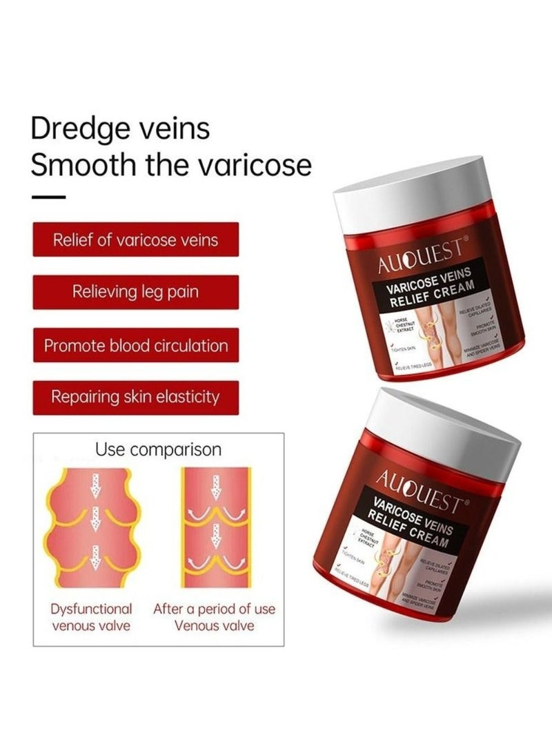 AuQuest Varicose Veins Cream Relief Phlebitis Angiitis 100% Natural Ingredients Added Horse Chestnut Extracts Eliminate the Appearance of Varicose Veins - Vein Inflammation Treatment For Men & Women 80g - Image 4