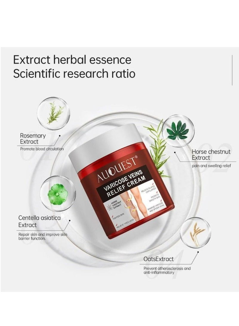 AuQuest Varicose Veins Cream Relief Phlebitis Angiitis 100% Natural Ingredients Added Horse Chestnut Extracts Eliminate the Appearance of Varicose Veins - Vein Inflammation Treatment For Men & Women 80g - Image 3