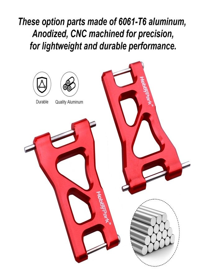 Hobbypark Aluminum Suspension Arms Set (Front and Rear) for Traxxas 1/18 LaTrax Teton Upgrades Desert Prerunner, Replace Parts 7630 (4-Pack) (Red) - Image 3