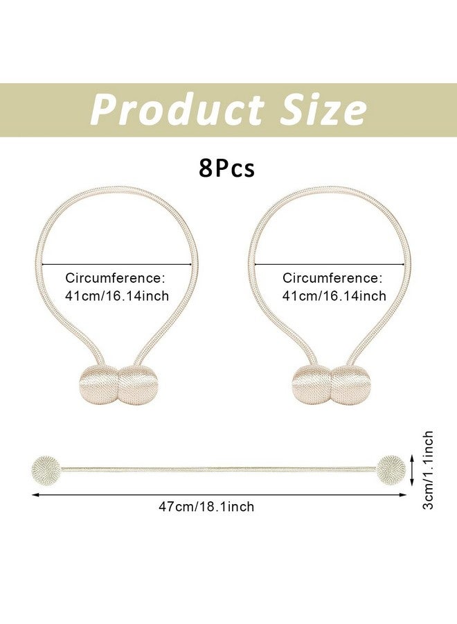 HASTHIP HASTHIP® Magnetic Curtain Tiebacks, Curtain Clips Rope Holdbacks Curtain Weaving Holder Buckles for Home Office Decoration, 4 Pair 8Pcs Beige  - Image 2