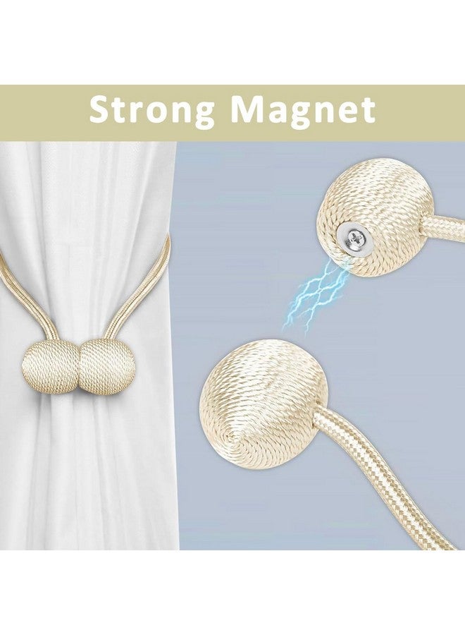 HASTHIP HASTHIP® Magnetic Curtain Tiebacks, Curtain Clips Rope Holdbacks Curtain Weaving Holder Buckles for Home Office Decoration, 4 Pair 8Pcs Beige  - Image 4