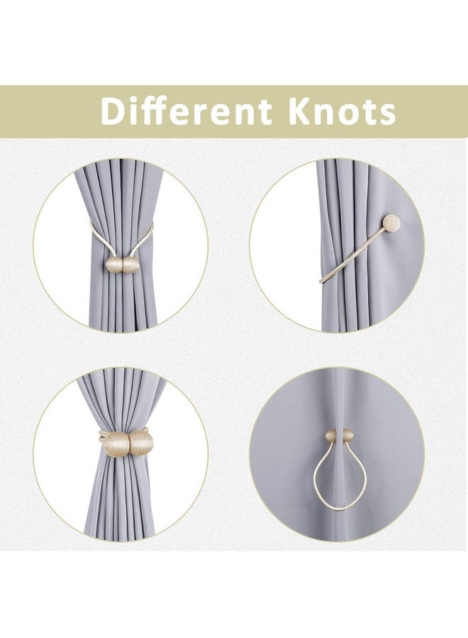 HASTHIP HASTHIP® Magnetic Curtain Tiebacks, Curtain Clips Rope Holdbacks Curtain Weaving Holder Buckles for Home Office Decoration, 4 Pair 8Pcs Beige  - Image 5