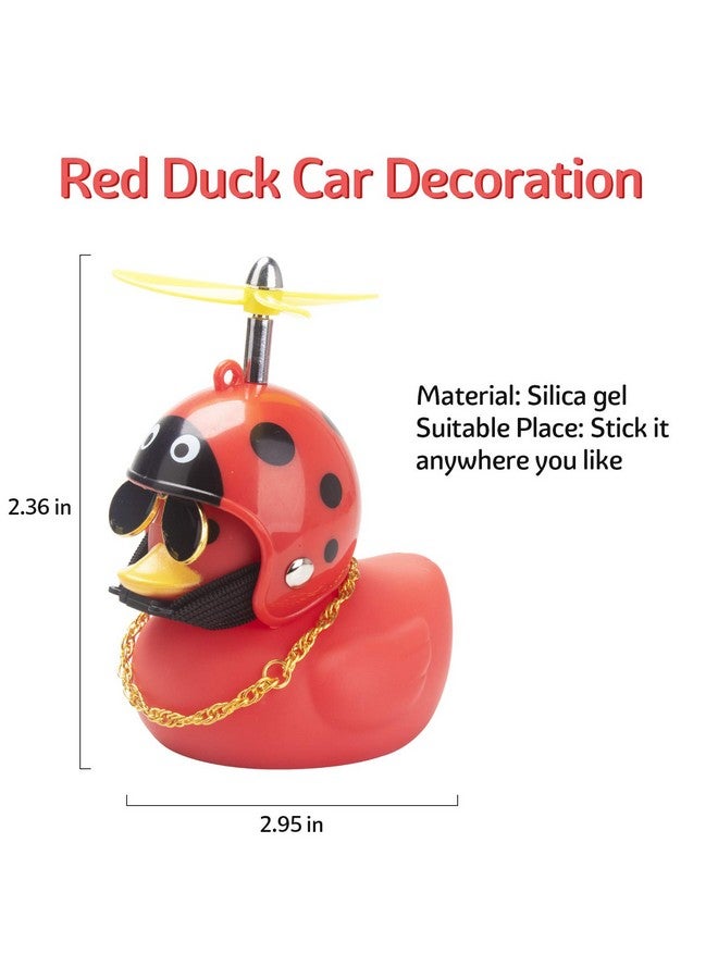 wonuu Rubber Duck Car Decoration Ornaments Duck Car Dashboard Decorations Cool Glasses Duck with Propeller Helmet (R-Beatle-Red) - Image 4