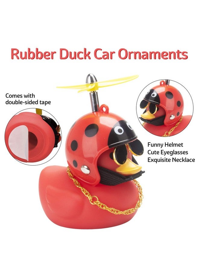 wonuu Rubber Duck Car Decoration Ornaments Duck Car Dashboard Decorations Cool Glasses Duck with Propeller Helmet (R-Beatle-Red) - Image 5