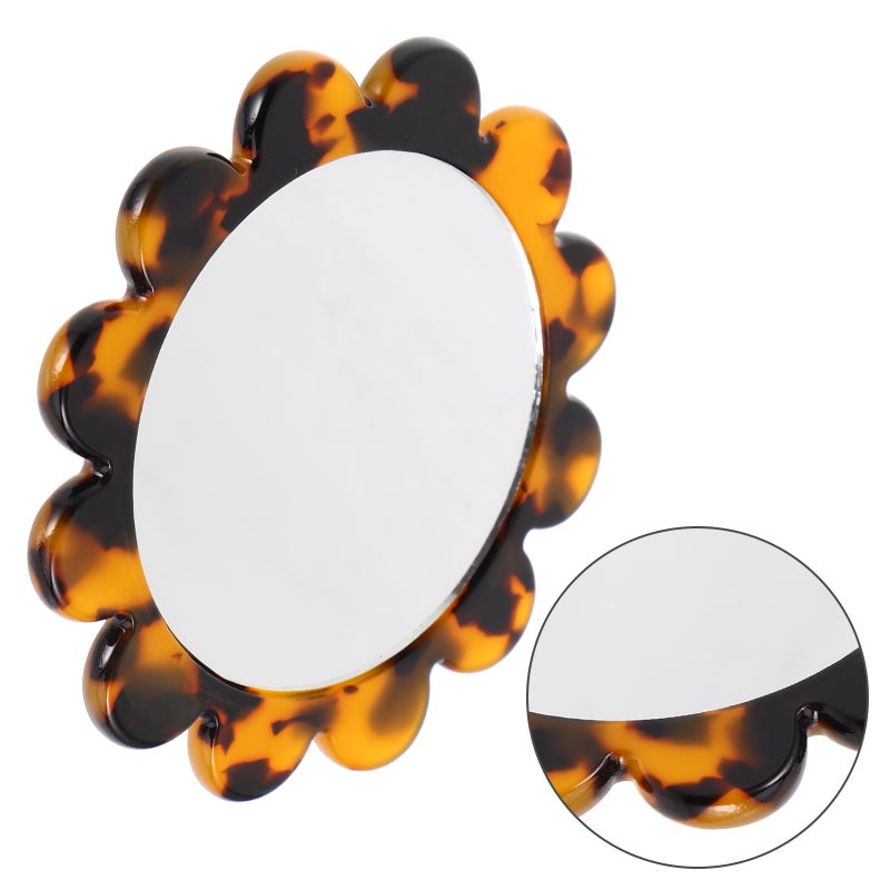 Portable Sunflower Mirror Retro Acetate Sheet Makeup Mirror Small Round Handheld Mirror Cute Mini Travel Compact Mirror for Girls - Image 1